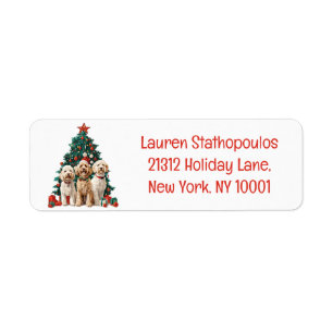 Merry Christmas Goldendoodle Dogs Label
