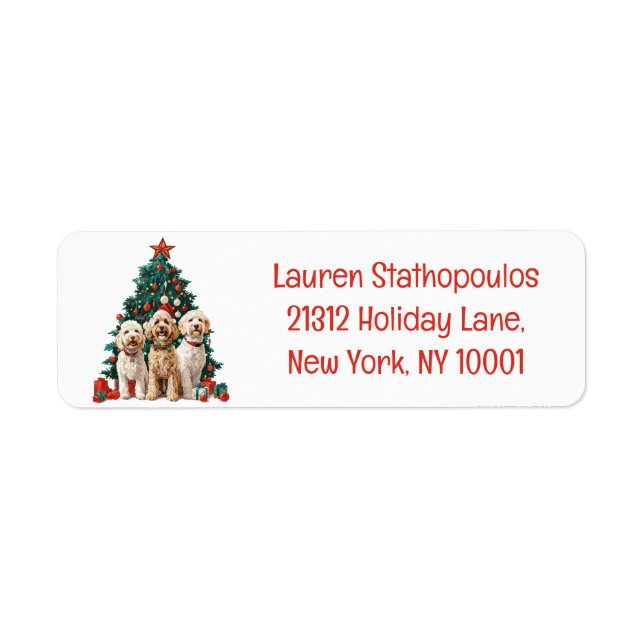 Merry Christmas Goldendoodle Dogs Label (Front)