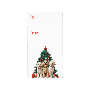 Merry Christmas Goldendoodle Dogs Label