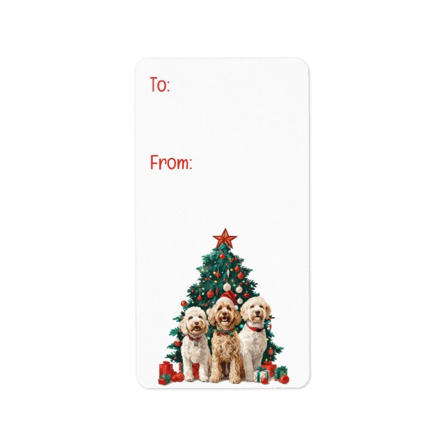 Merry Christmas Goldendoodle Dogs Label (Front)