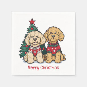Merry Christmas Goldendoodle Dogs Napkins