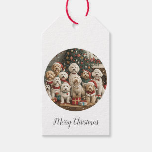 Merry Christmas Goldendoodle Puppy Dogs Gift Tags