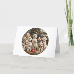 Merry Christmas Goldendoodle Puppy Dogs Holiday Card