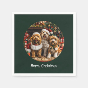 Merry Christmas Goldendoodle Puppy Dogs Napkins