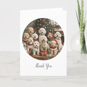 Merry Christmas Goldendoodle Puppy Dogs Thank You Card
