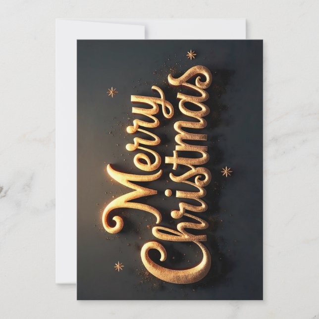 "Merry Christmas"  goldene Schrift in Englisch Holiday Card (Front)