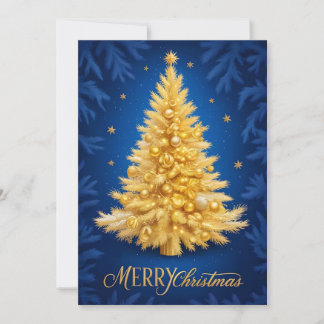  Merry Christmas - Goldener Weihnachtsbaum Invitation