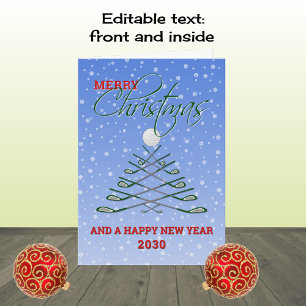 Merry Christmas golf add year Holiday Card