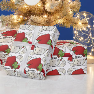 Merry Christmas Golf Ball DIY Name Wrapping Paper