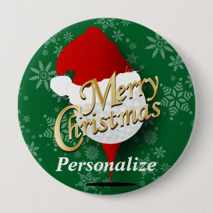 Merry Christmas Golf Ball Pinback Button