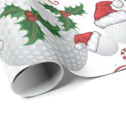 Merry Christmas Golf Ball Santa Wrapping Paper 