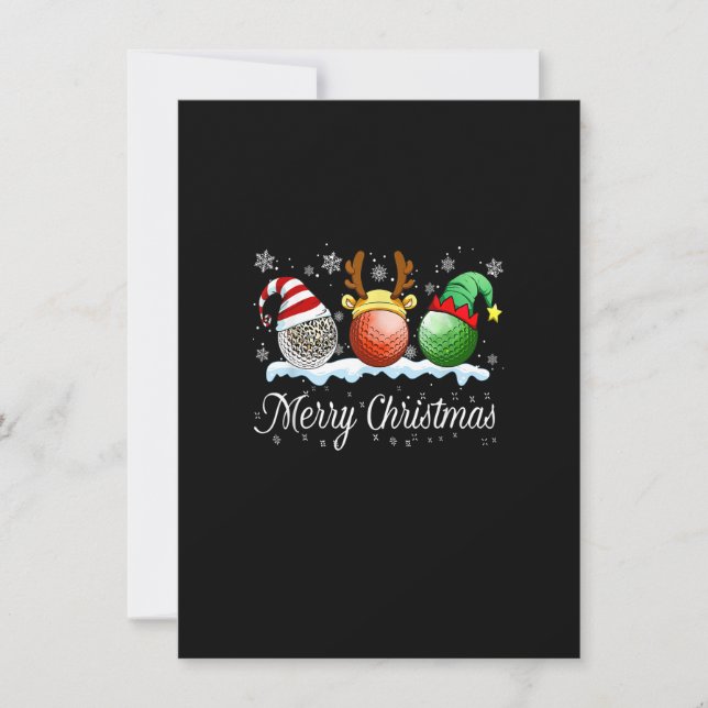 Merry Christmas Golf Ball Xmas Santa Hat Reindeer  Invitation (Front)