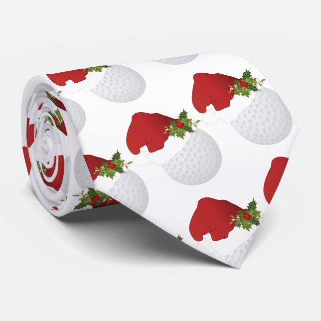 Merry Christmas Golf Design Neck Tie (Rolled)