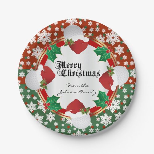 Merry Christmas Golf Lovers Paper Plates