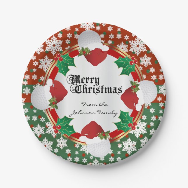 Merry Christmas Golf Lovers Paper Plates (Front)