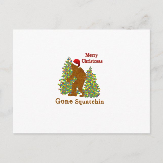Merry Christmas Gone Squatchin Holiday Postcard (Front)