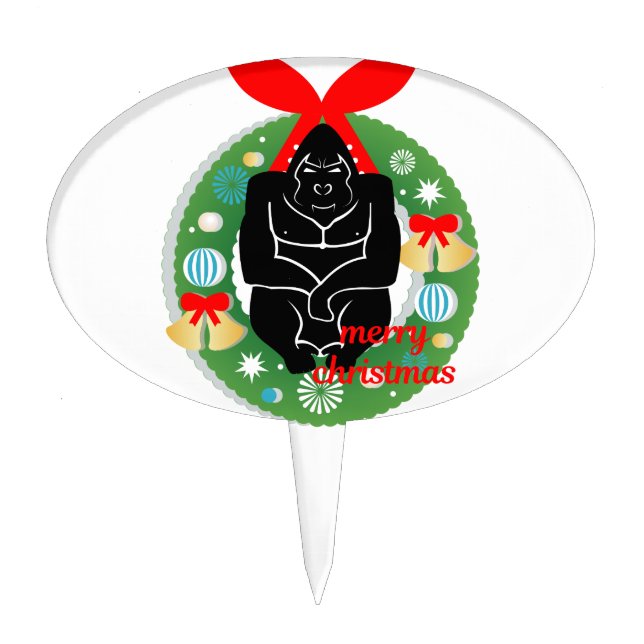 merry christmas gorilla cake topper (Front)