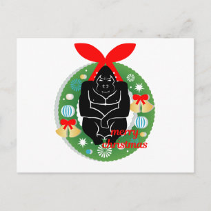 merry christmas gorilla holiday postcard