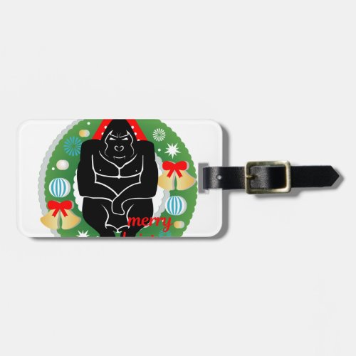 merry christmas gorilla luggage tag