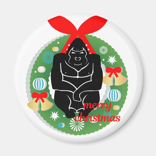 merry christmas gorilla magnet (Front)