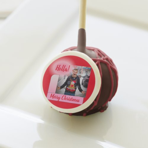 Merry Christmas Gradient Modern Add Photo Text Cake Pops