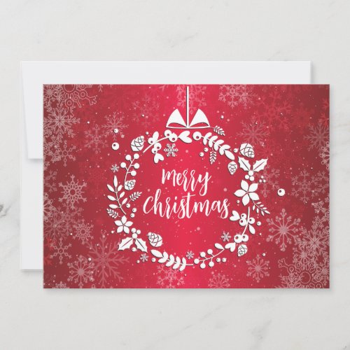 Merry Christmas Gradient Red Simple Family Photo Holiday Card