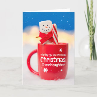 Merry Christmas Granddaughter Cute Snowman Holiday Card