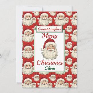 Merry Christmas Granddaughter Santa Flat Holiday Card
