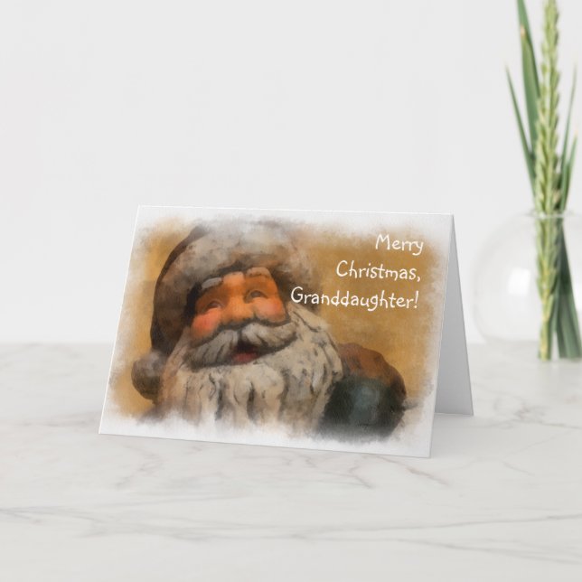 Merry Christmas Granddaughter, Vintage Santa Card (Front)