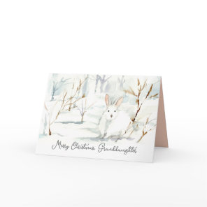 Merry Christmas Granddaughter White Rabbit Snow Card
