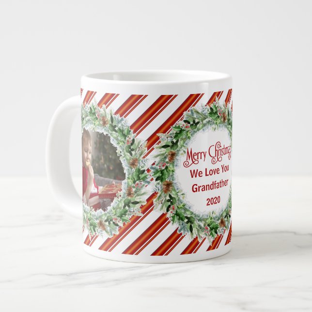 Merry Christmas Grandfather We Love You Photos Giant Coffee Mug (Front Left)