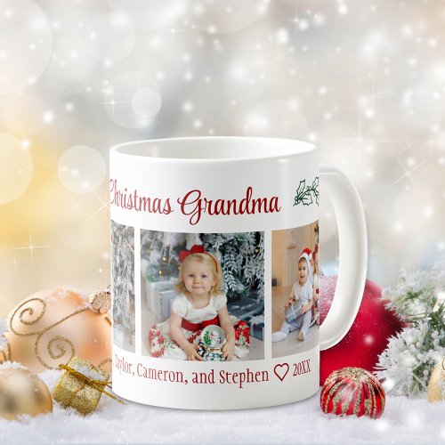 Merry Christmas Grandma 4 Photo Collage Coffee Mug