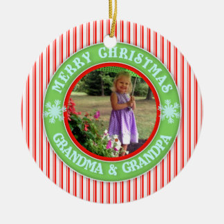 Merry Christmas Grandma and Grandpa Dated Photo Ceramic Ornament