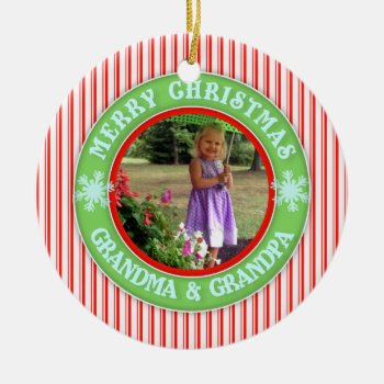 Merry Christmas Grandma And Grandpa Dated Photo Ceramic Ornament by ornamentcentral at Zazzle