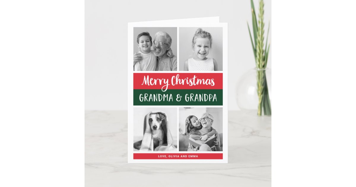 Xmas Card Funny Christmas Card Merry Christmas Card with Grandparents & Laptop