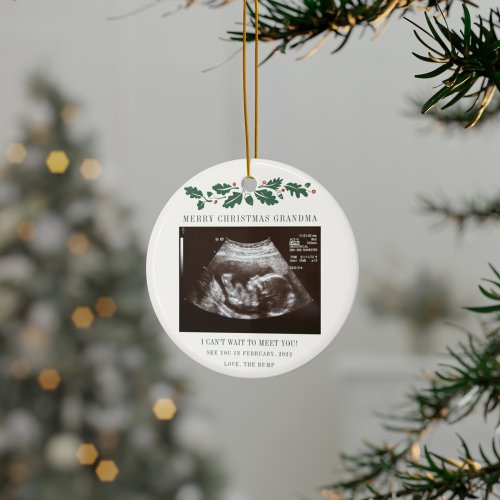Merry Christmas Grandma Baby Ultrasound Ceramic Ornament