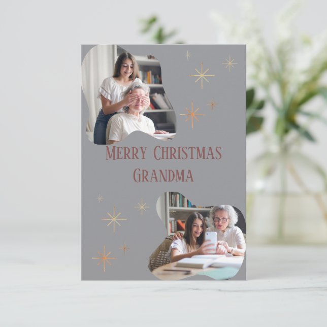Merry Christmas Grandma – Card with Your Photos (Standing Front)