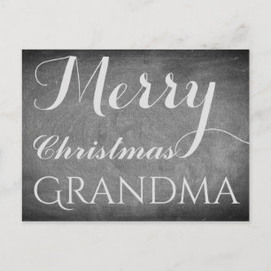 Merry Christmas Grandma Chalkboard Typography Holiday Postcard