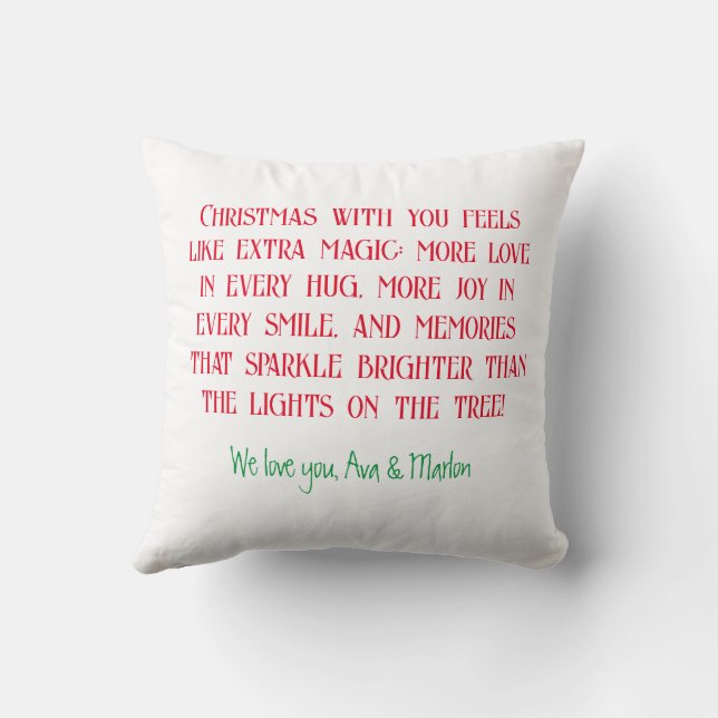 Merry Christmas Grandma & Grandpa, Customized Text Throw Pillow (Back)