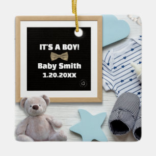 Merry Christmas Grandma Its A Boy Pregnancy Reveal Ceramic Ornament