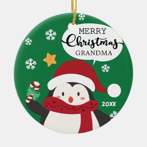Merry Christmas GRANDMA Penguin Ornament