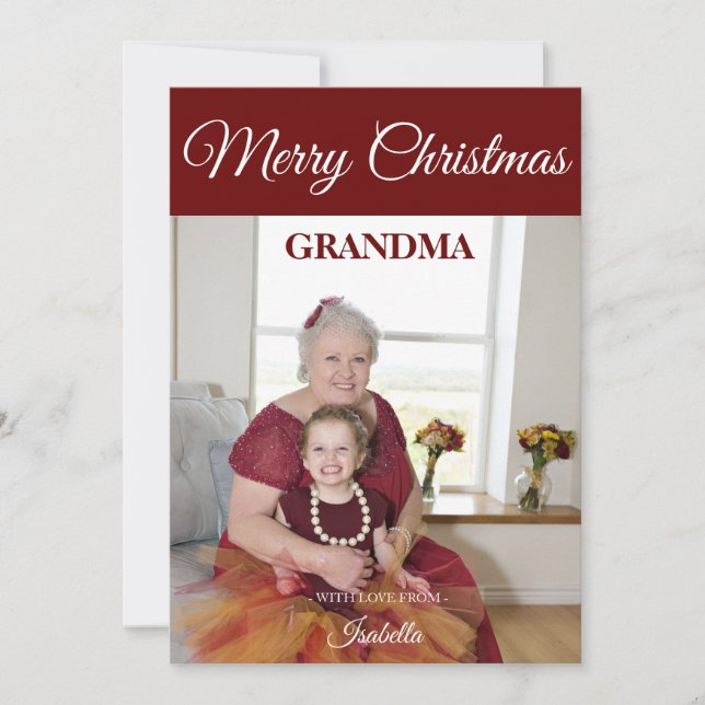 Merry Christmas Grandma Photo Poem Holiday Card (Front)