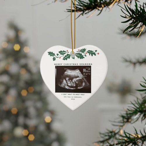 Merry Christmas Grandma Pregnancy Announcement Ceramic Ornament
