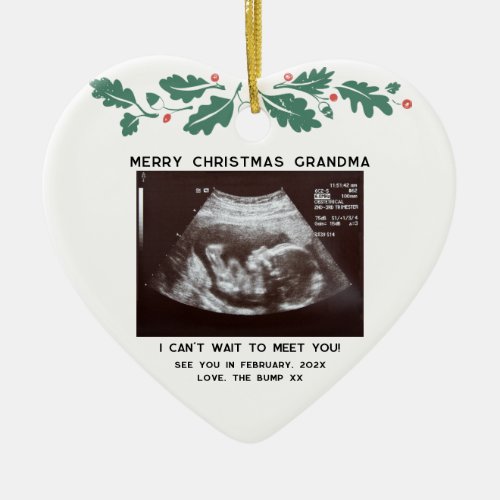 Merry Christmas Grandma Pregnancy Baby Scan Photo Ceramic Ornament