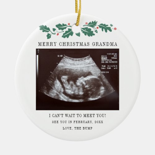 Merry Christmas Grandma Pregnancy Sonogram Ceramic Ornament