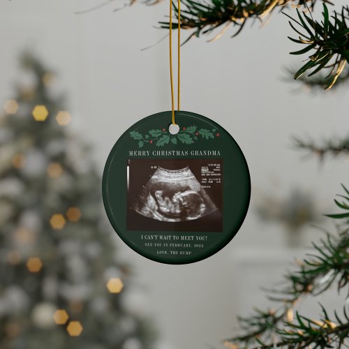 Merry Christmas Grandma Pregnancy Sonogram Ceramic Ornament
