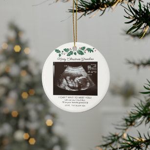 Merry Christmas Grandma Pregnancy Ultrasound Ceramic Ornament
