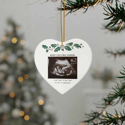Merry Christmas Grandma Pregnancy Ultrasound Ceramic Ornament