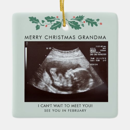 Merry Christmas Grandma Pregnancy Ultrasound Photo Ceramic Ornament