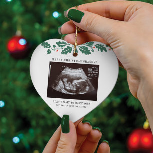 Merry Christmas Grandma Pregnancy Ultrasound Photo Ceramic Ornament